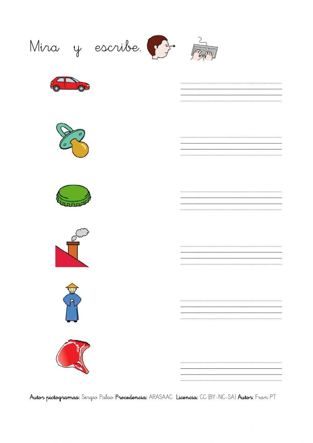 Escribir palabras con ch.