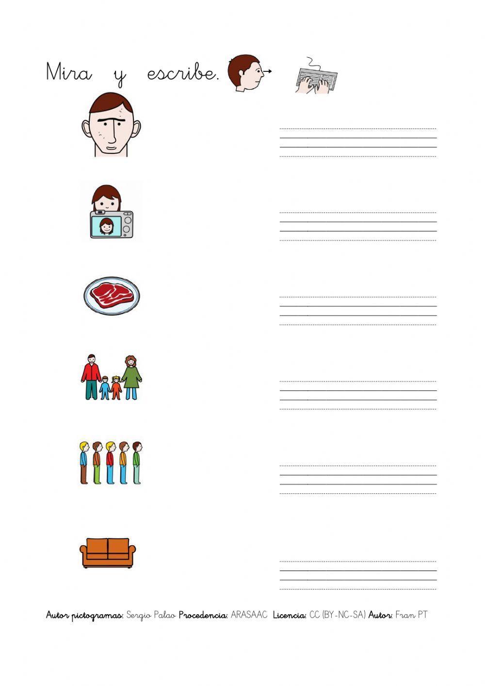 Escribir palabras con f.