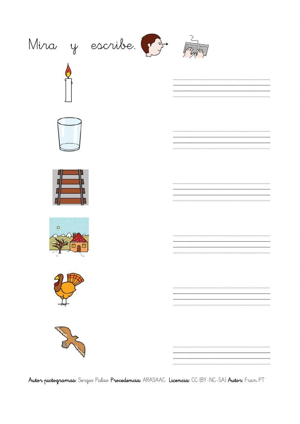 Escribir palabras con v.