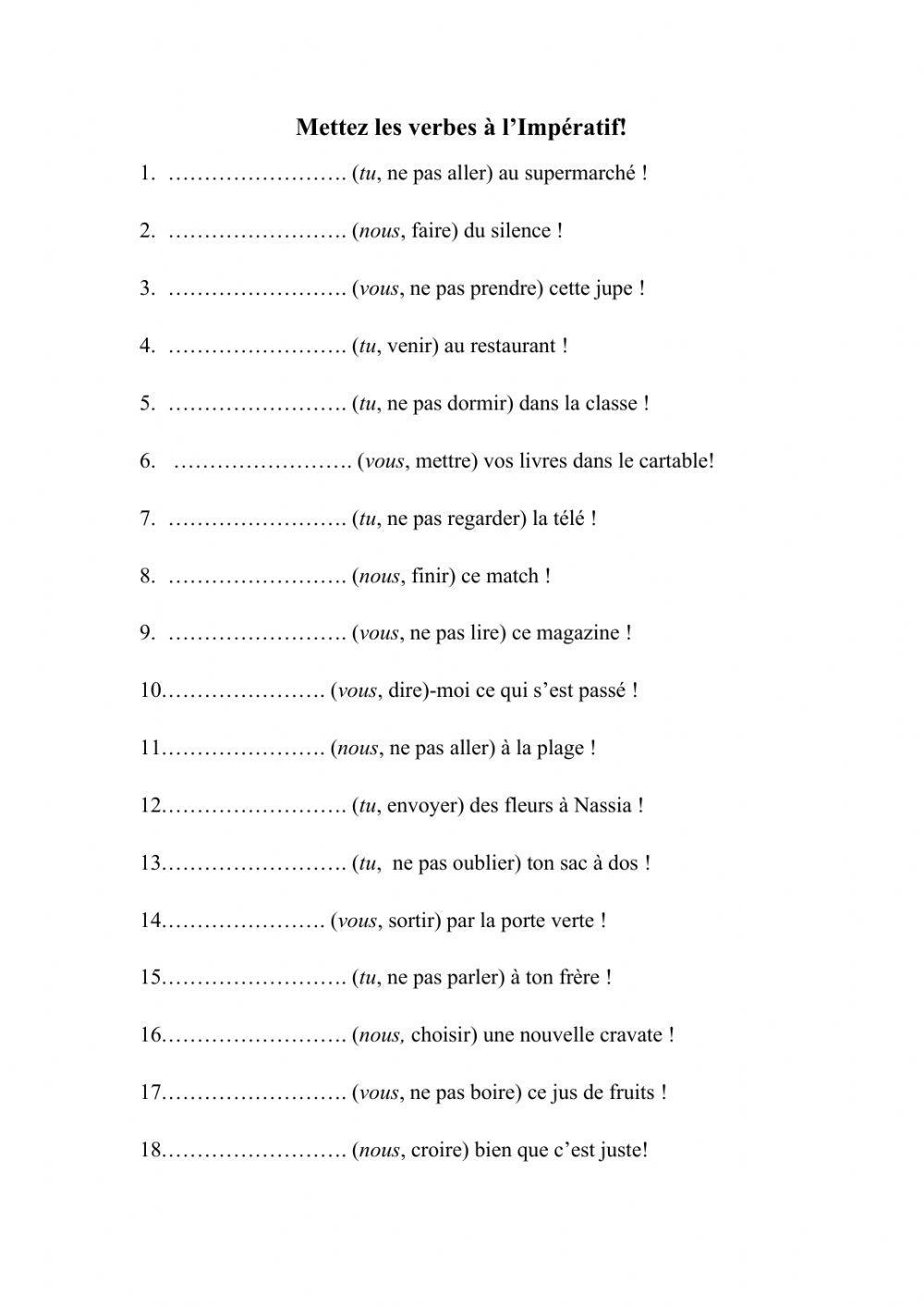 Imperatif 1 Negation