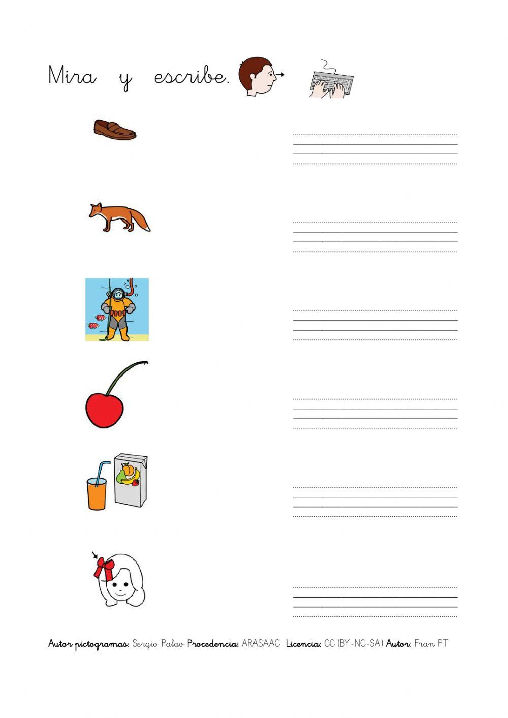 Escribir palabras con z.