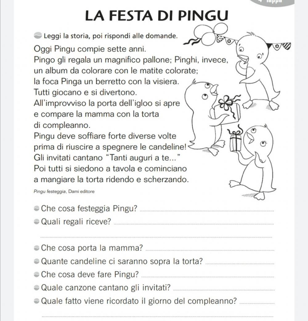 Esercizio di comprensione -La festa di Pingu-