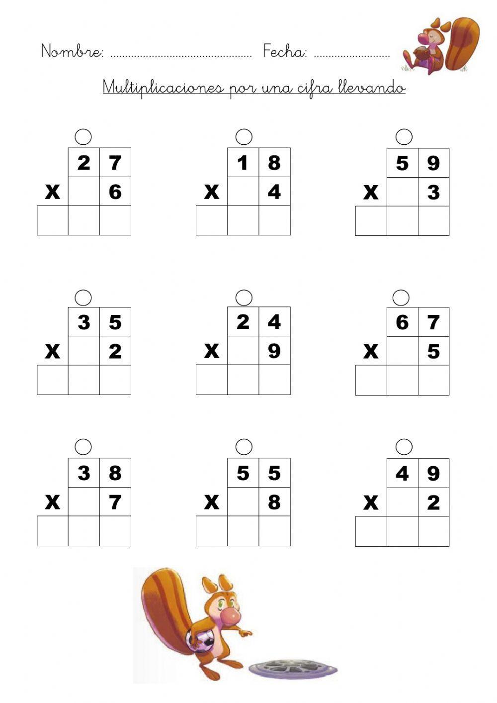 Multiplicaciones por una cifra llevando