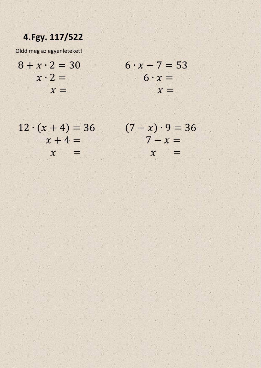 Egyenletek lebontogatással