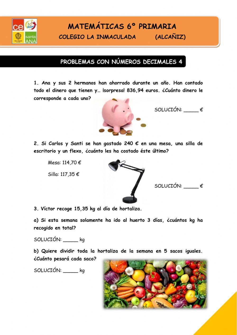 Problemas con números decimales