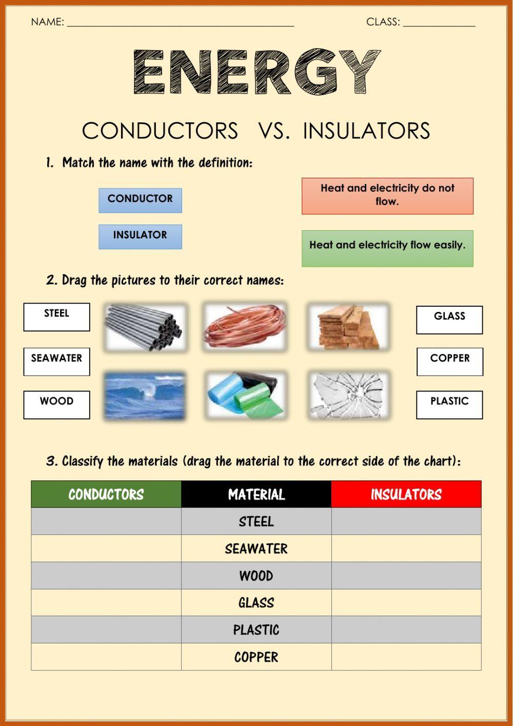 Energy: conductors and insulators
