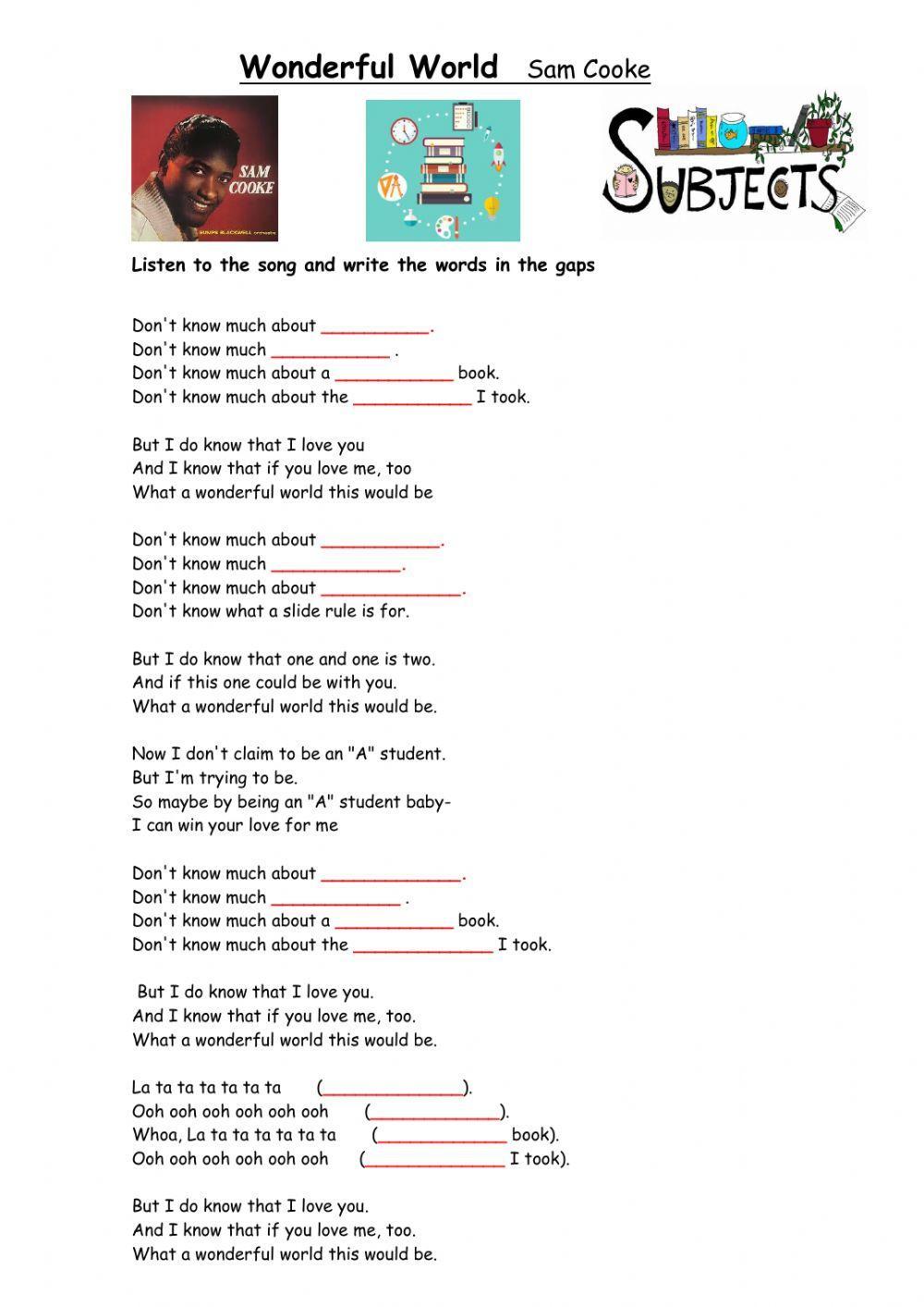 Wonderful world - Sam Cooke - Subjects