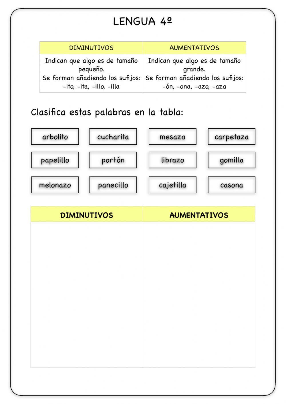 Aumentativos y diminutivos