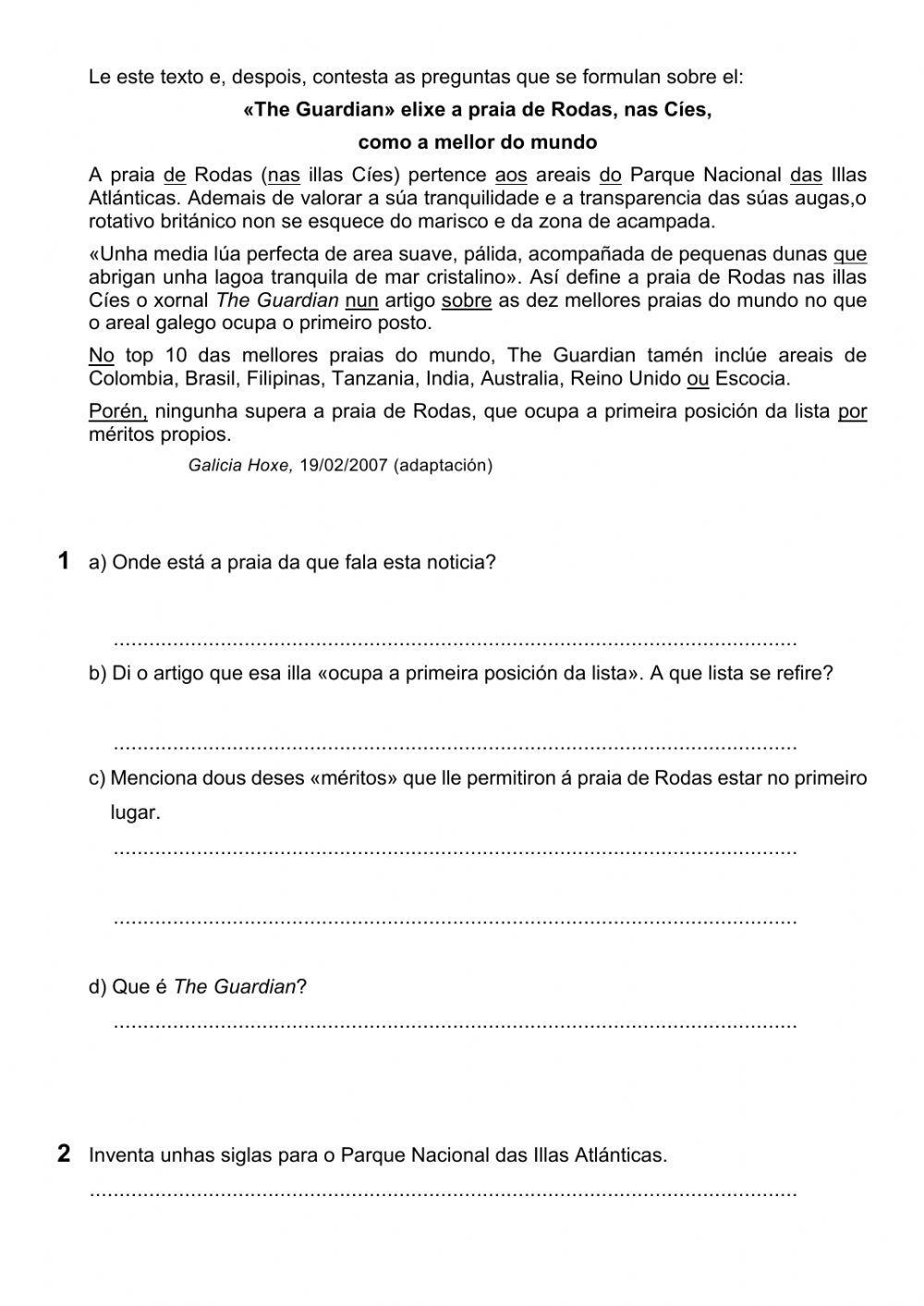 Autoavaliación lingua tema 9