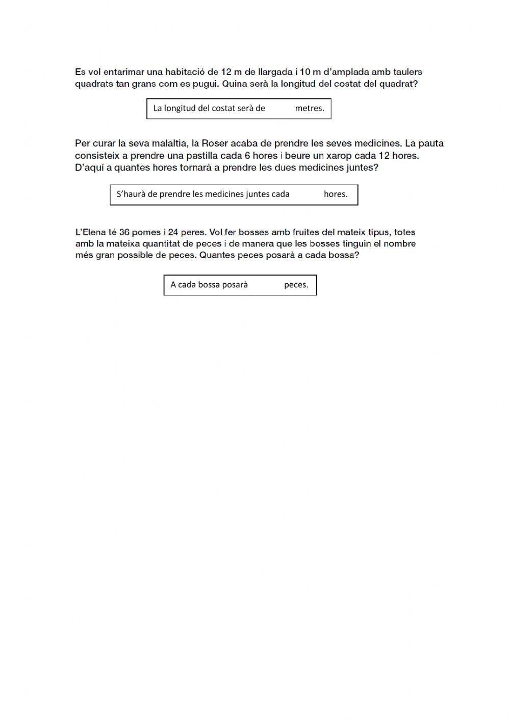 Problemes múltiples i divisors