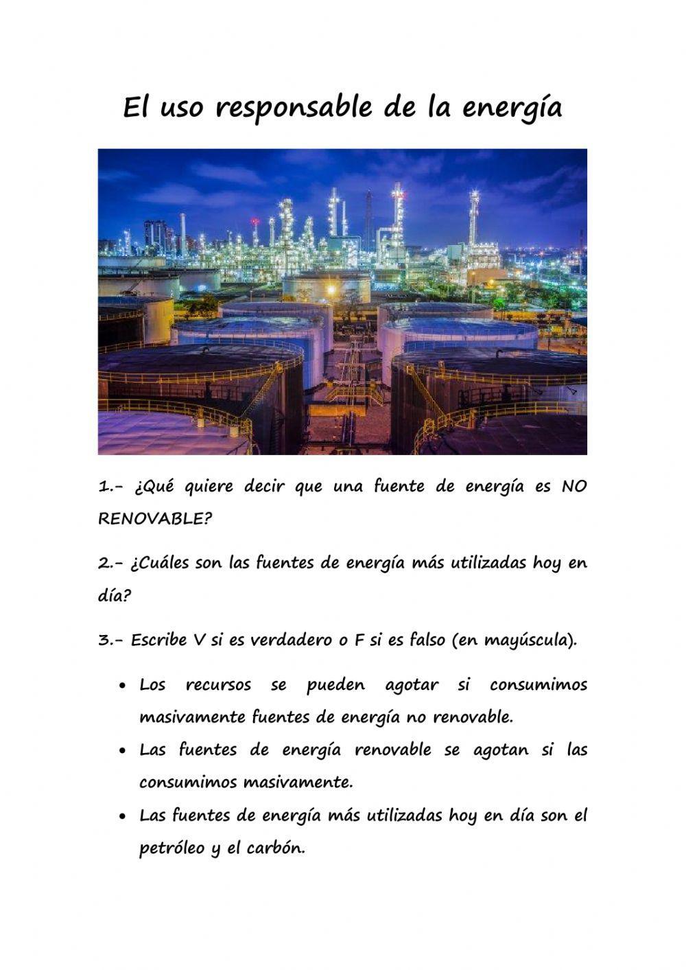 El uso responsable de la energía