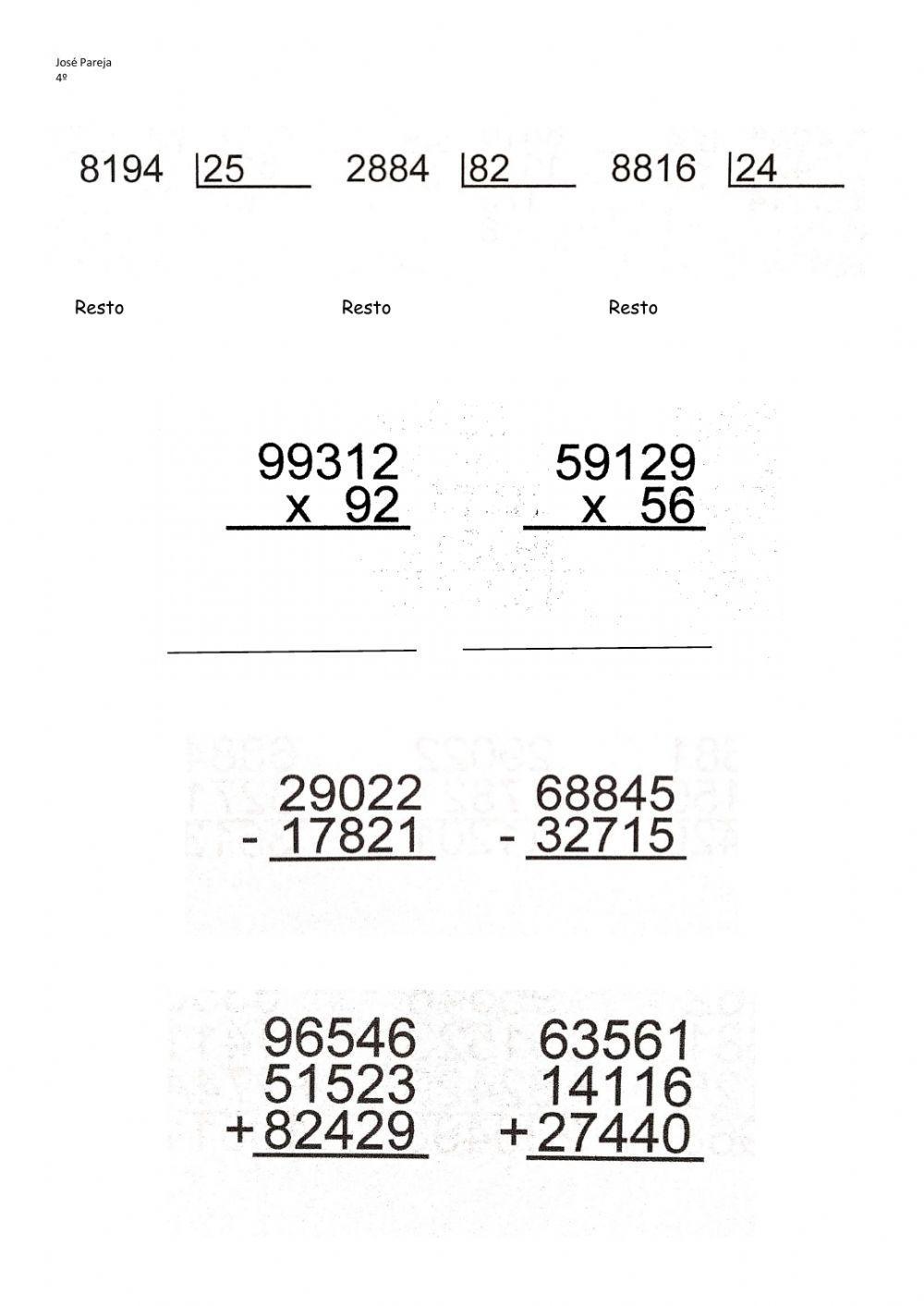 Operaciones matemáticas