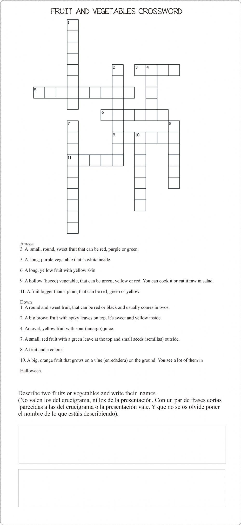 Fruit and vegetables crossword 5685095 EDM Live