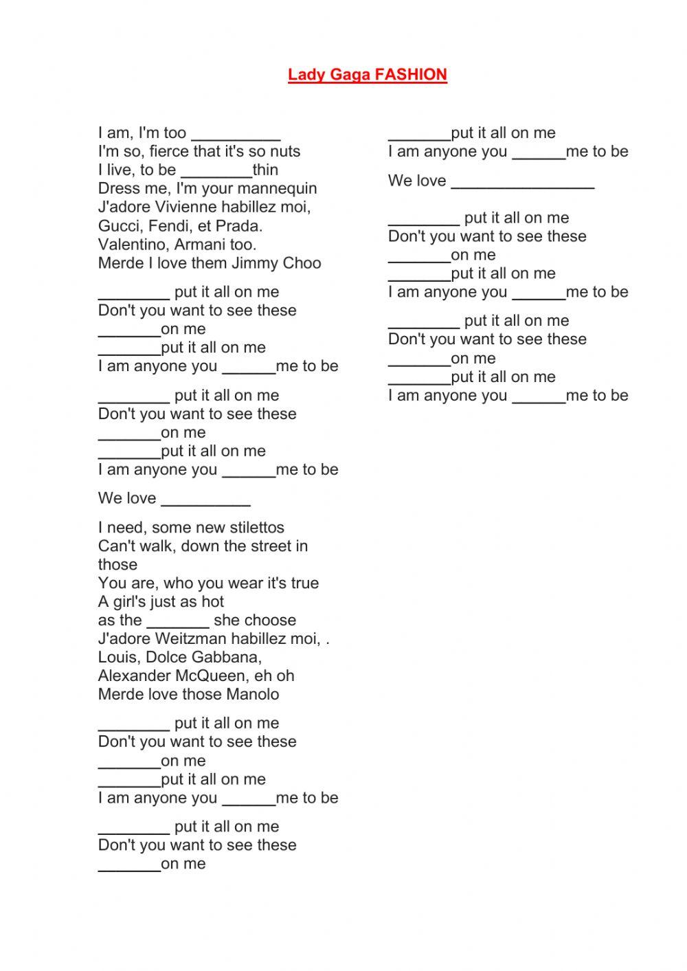 Lady Gaga Fashion song