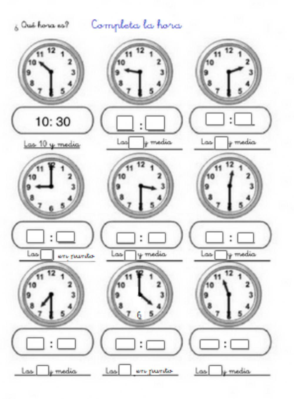 Relojes, horas en punto e y media