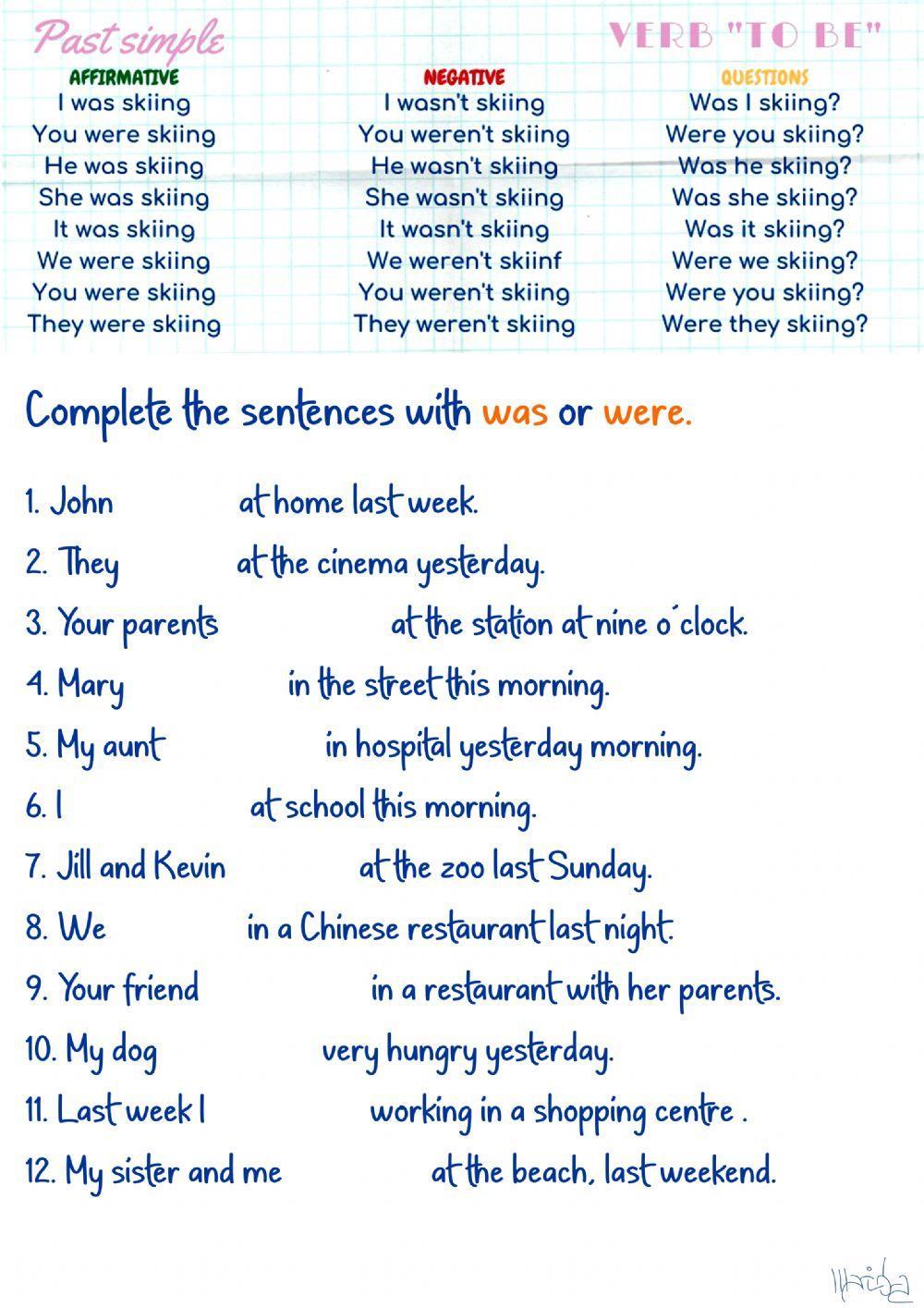 Past simple of be-affirmative by Mariola