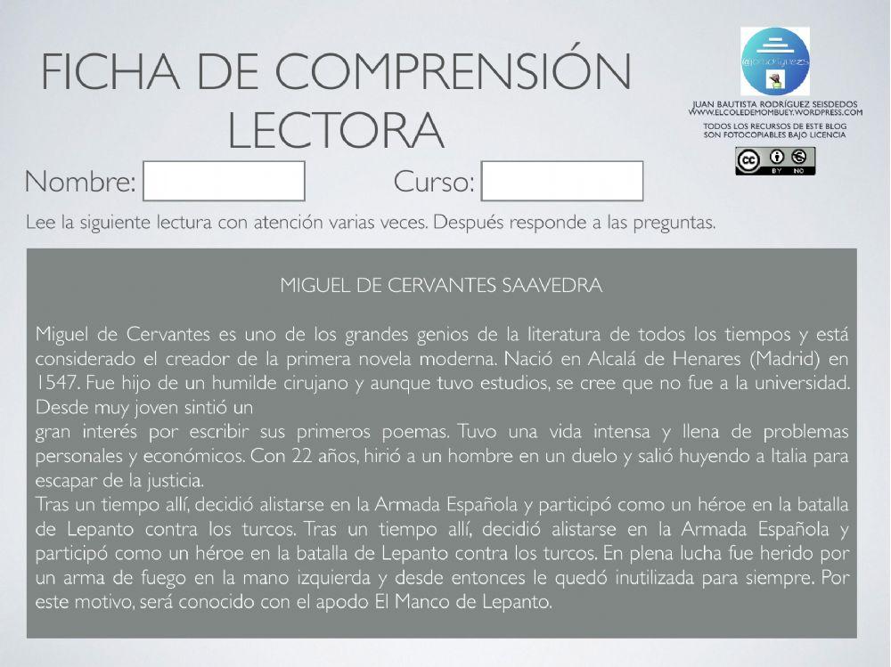 Comprensión lectora 19-5 6º
