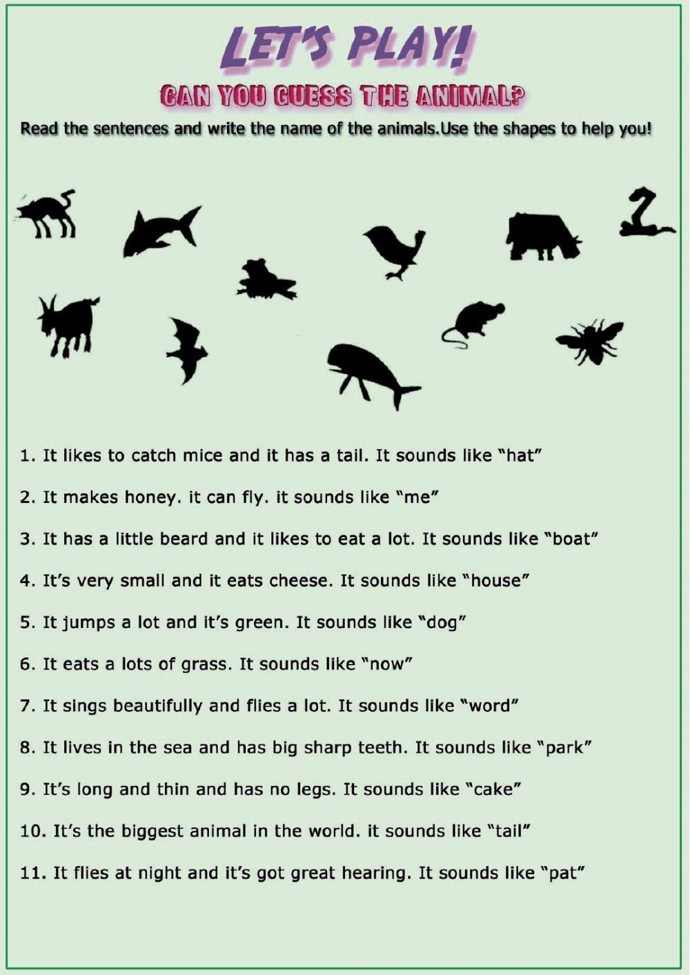 Animals guessing game