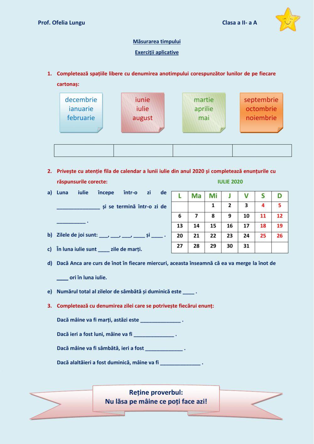 Măsurarea timpului-clasa a II- a-prof. Lungu Ofelia