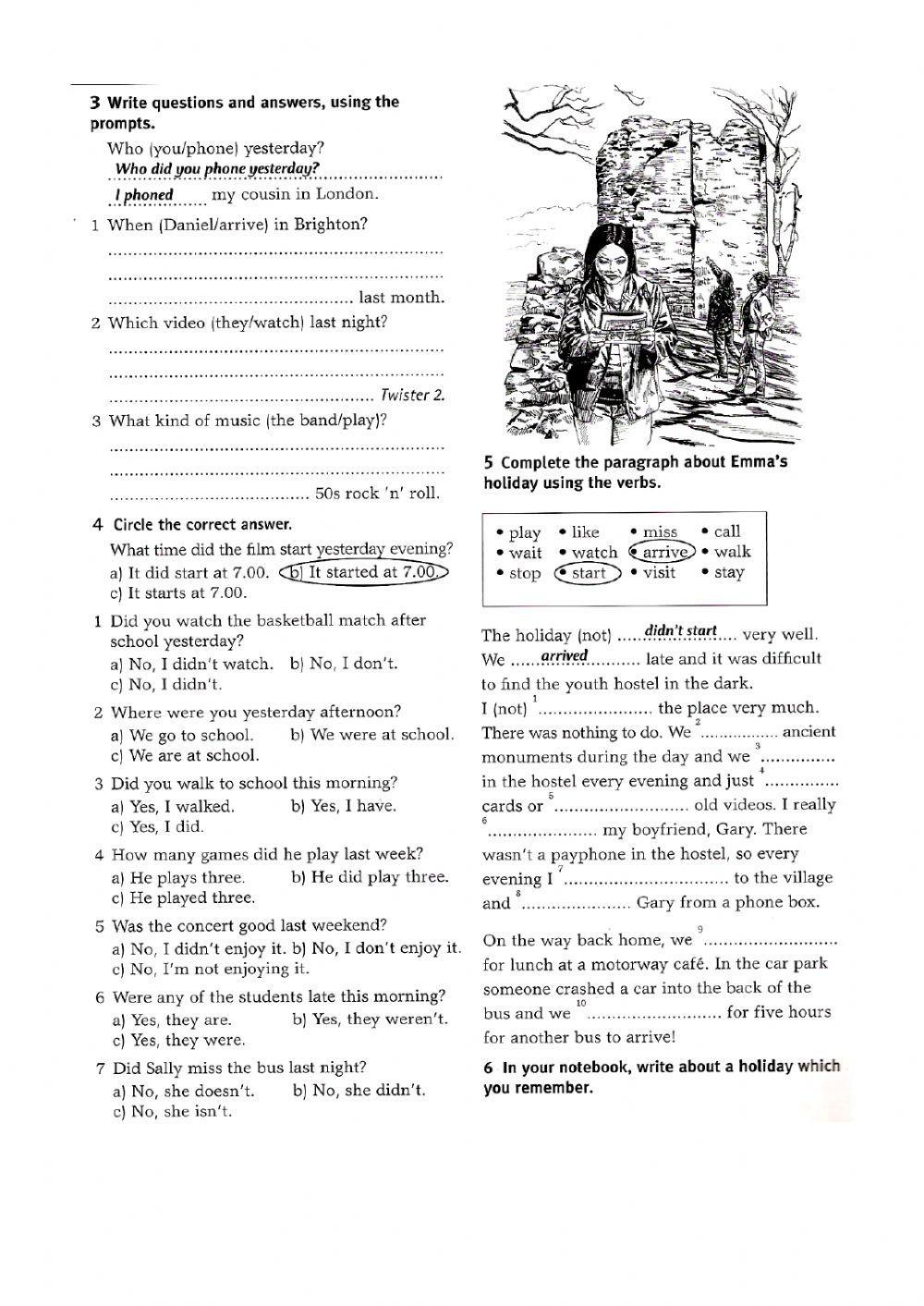 Past events regular verbs