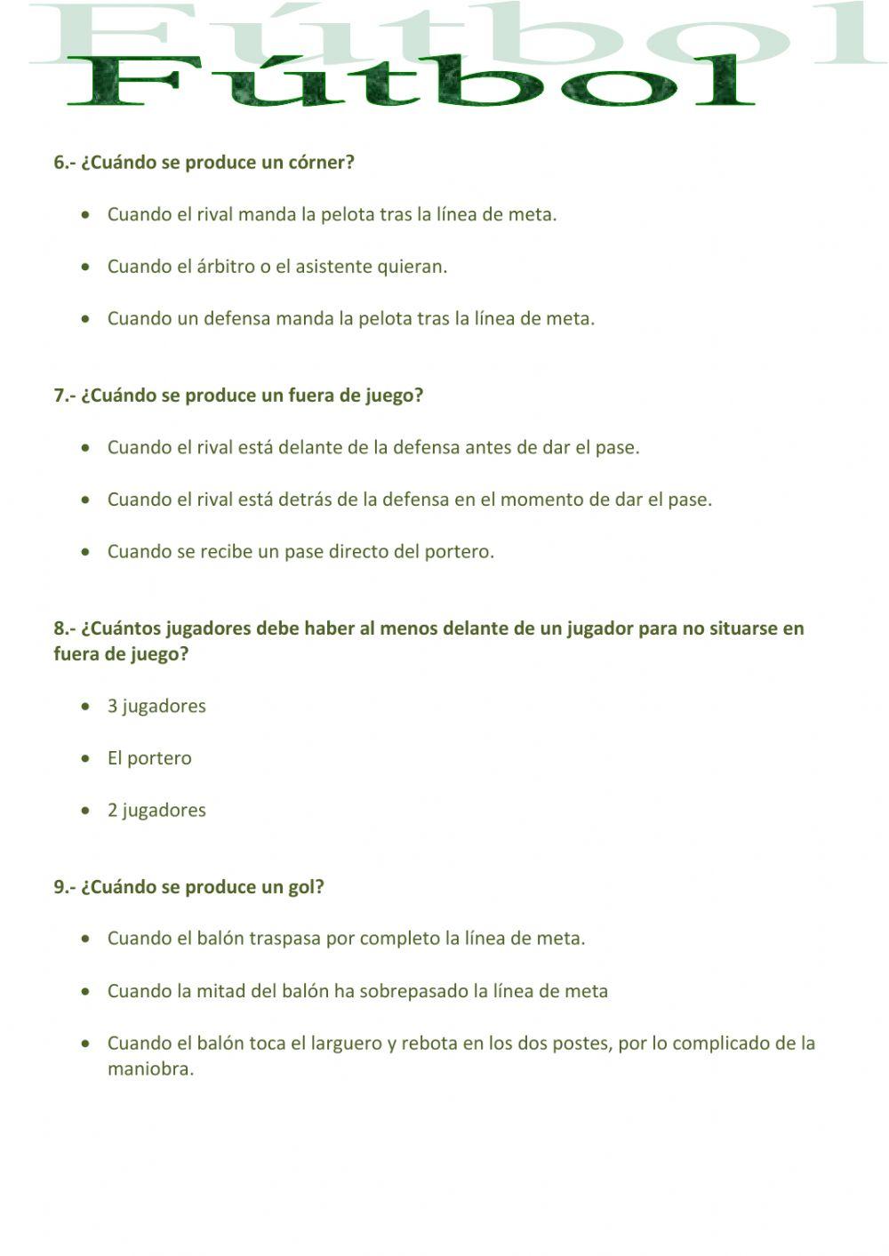 Fútbol - Aspectos del fútbol a tener en cuenta