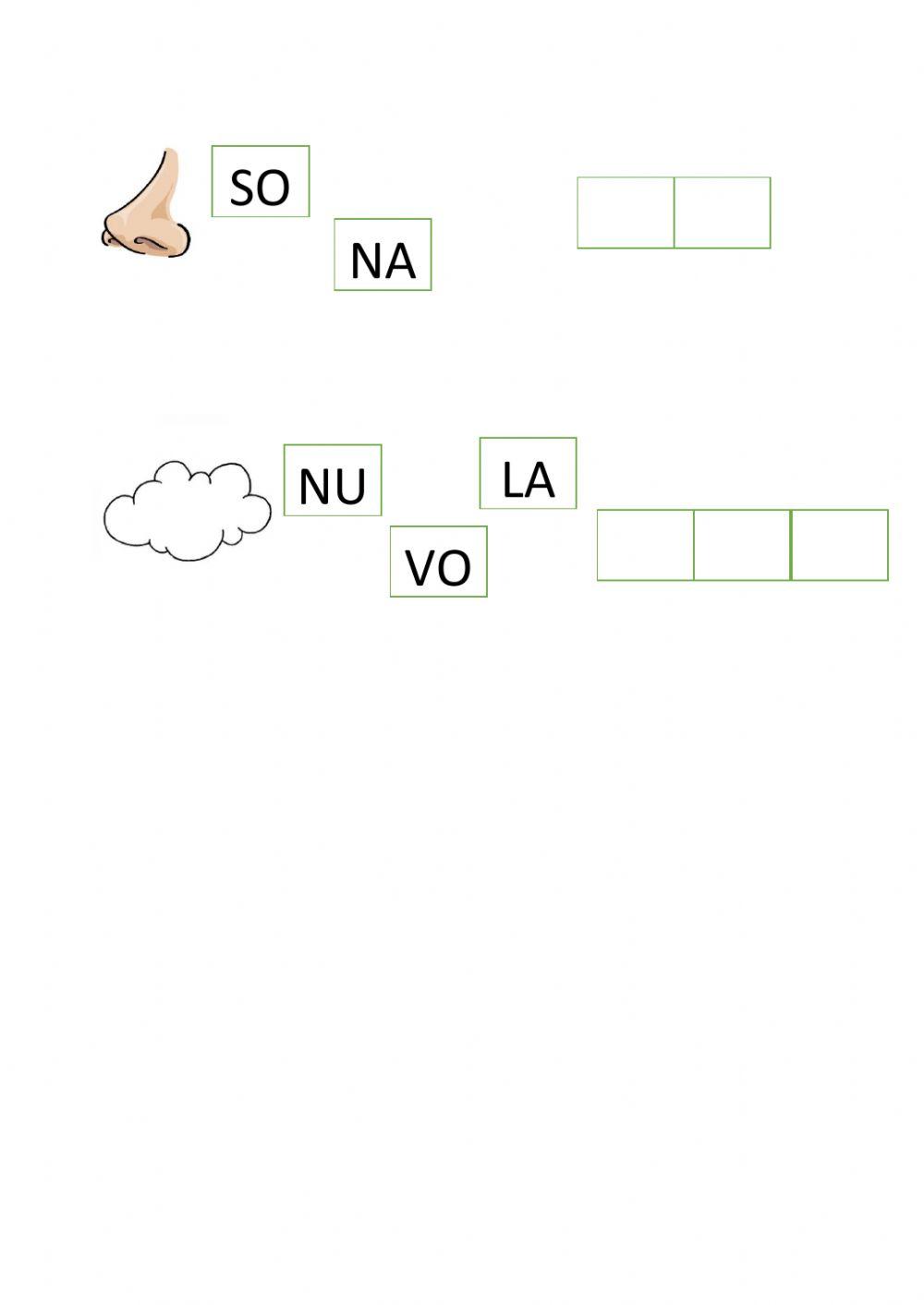 componi parole con sillabe