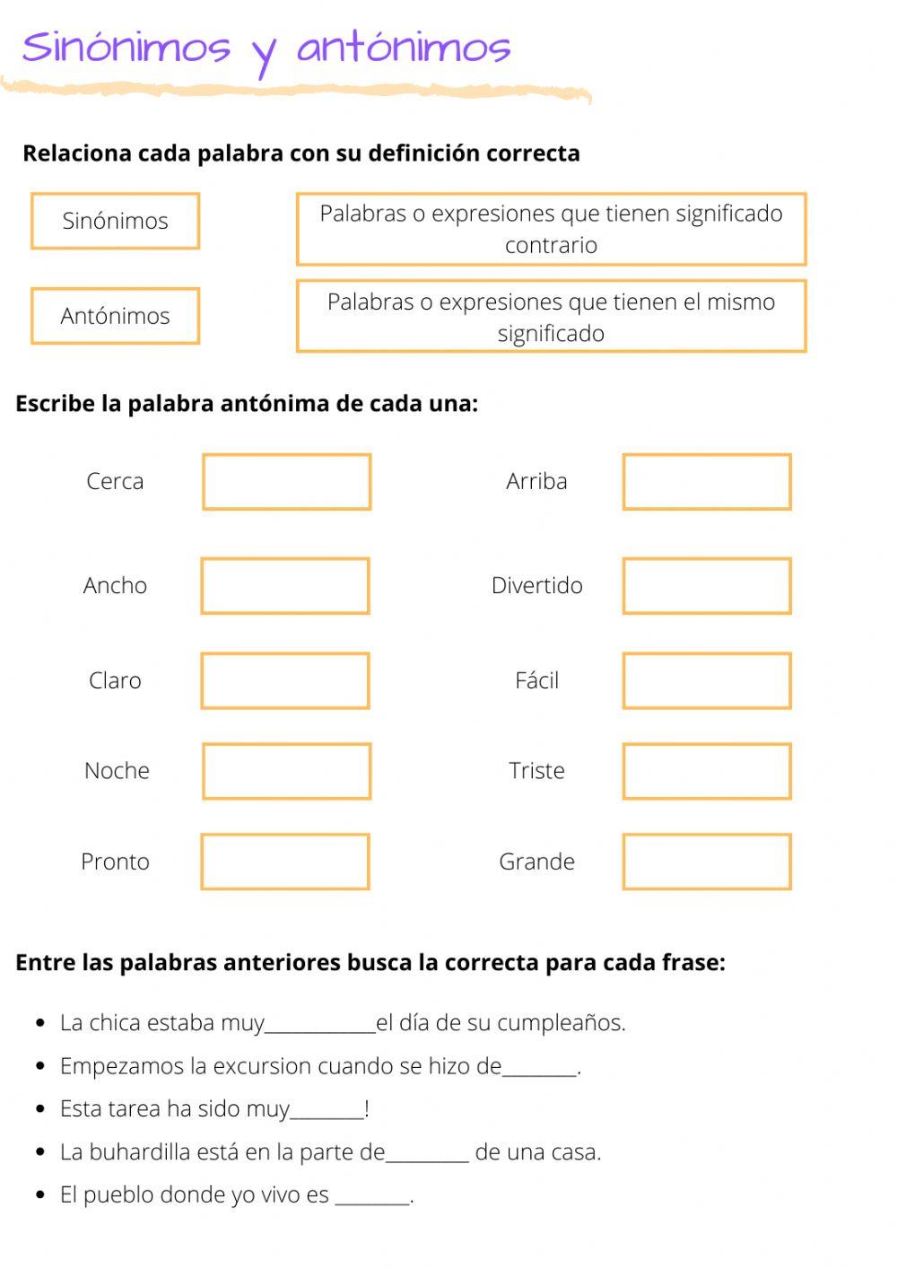 Sinónimos y antónimos