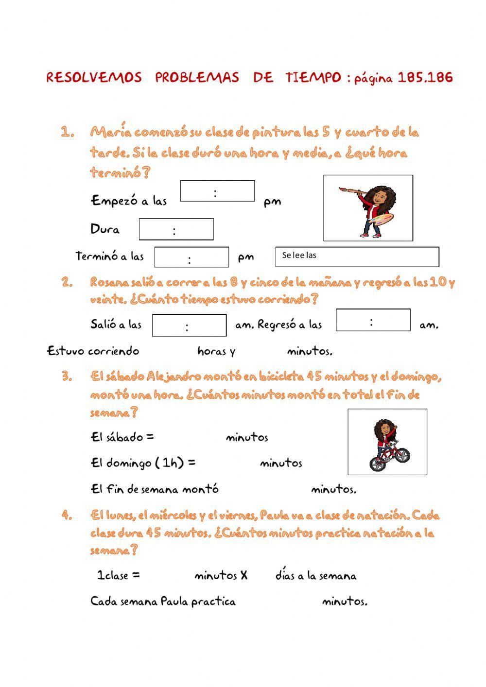 Problemas de ti… | Free Interactive Worksheets | 203459, image size:1000x1414