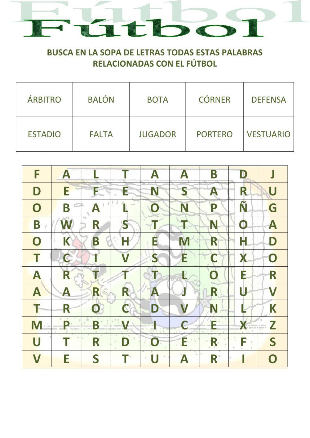 Futbol 2018 Sopa De Letras Tema Jugadores De Futbol - vrogue.co