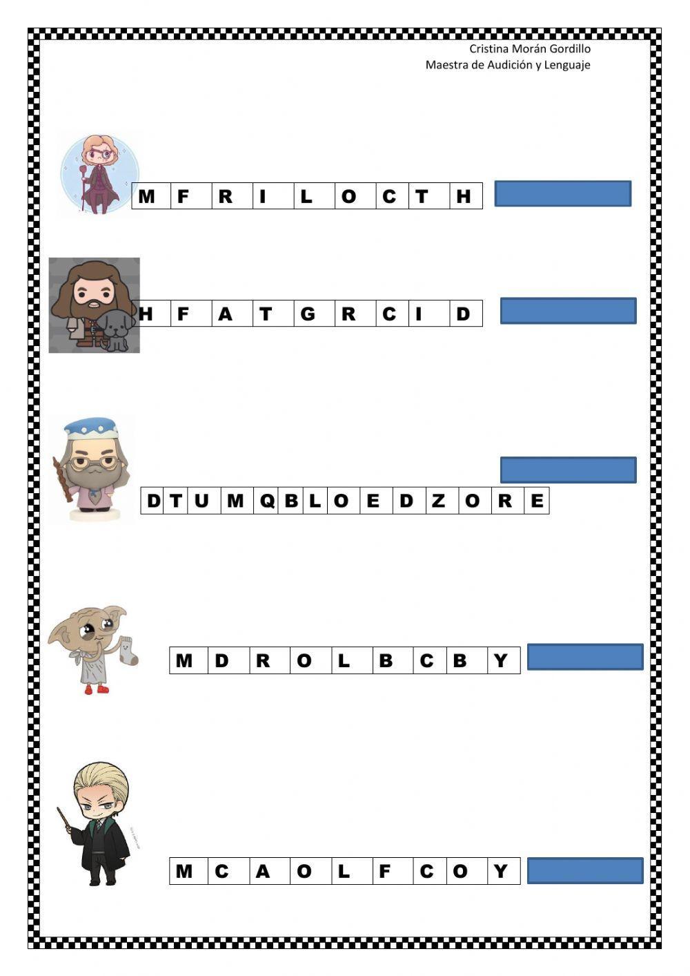 Conciencia fonémica Harry Potter