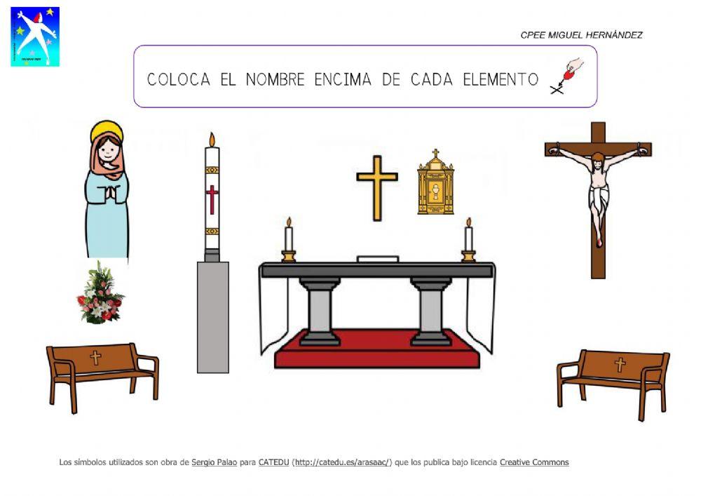 Colocar las partes de la iglesia pictogramas