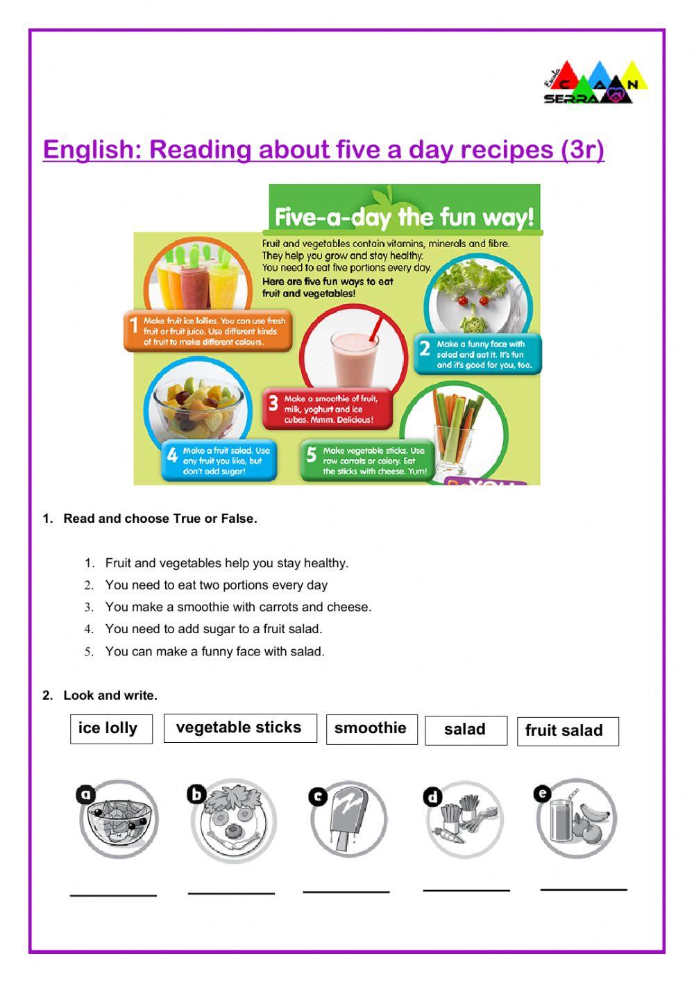 Five a day reading comprehension