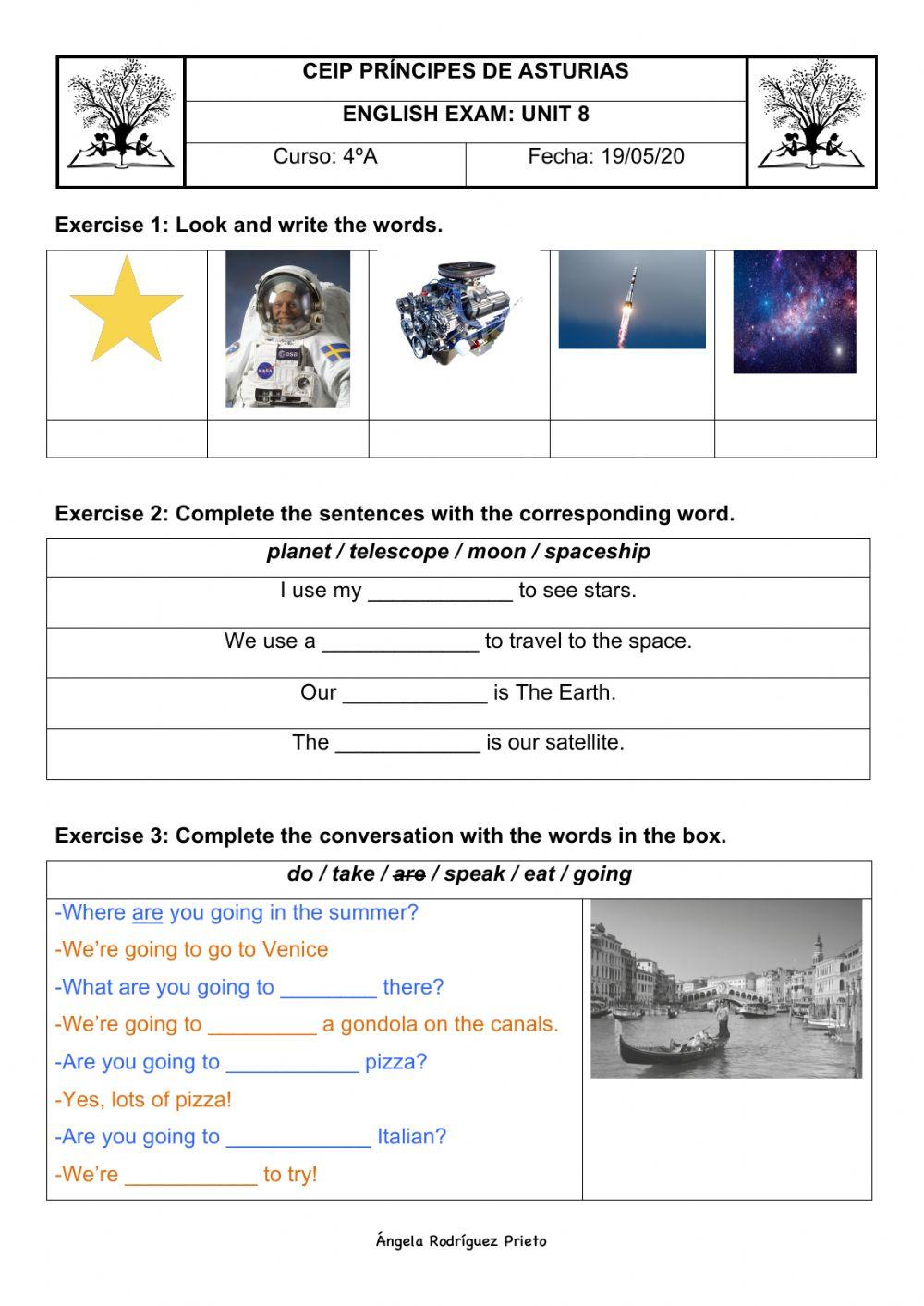 Examen Inglés Space and future