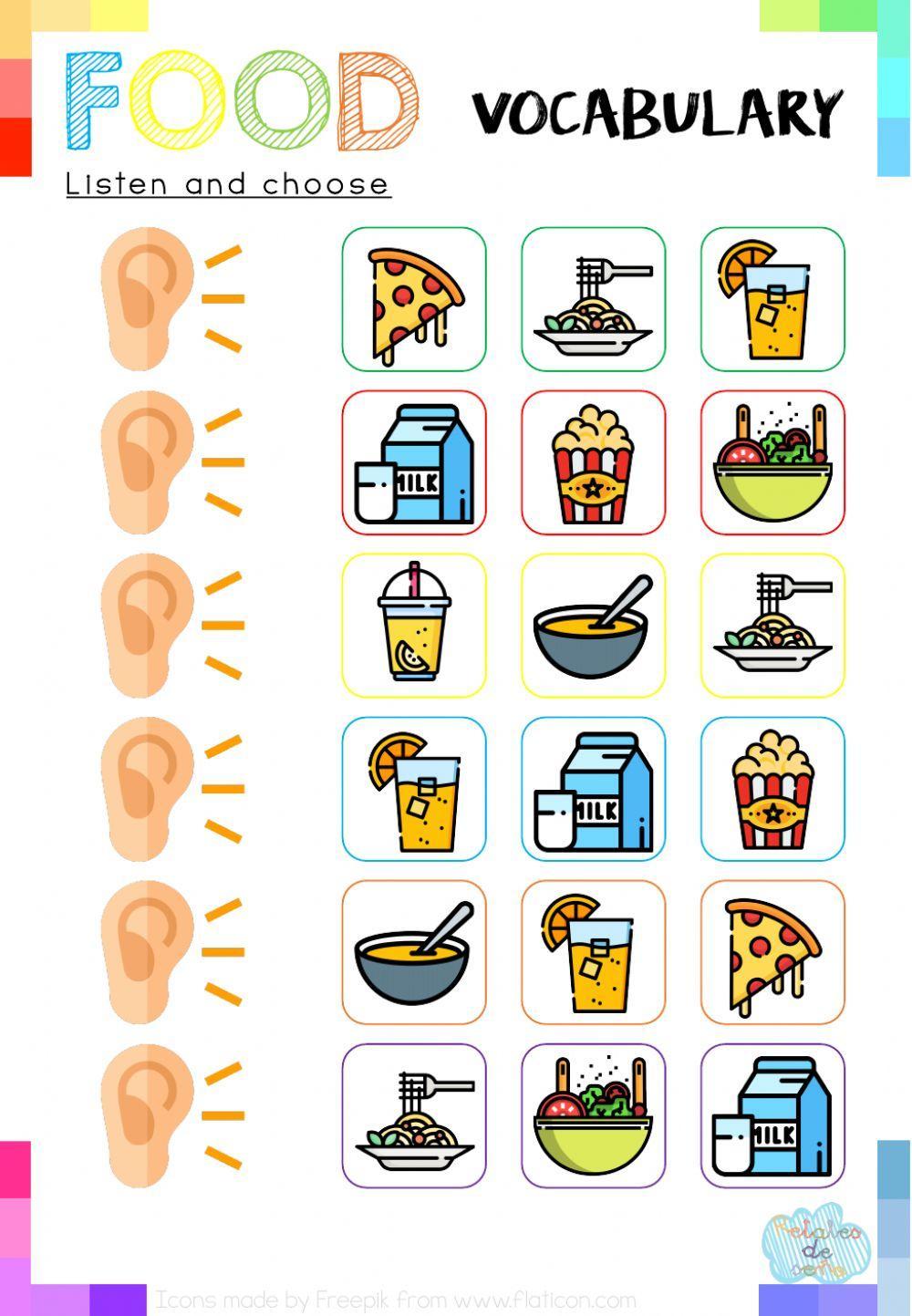 Listen and choose: Vocabulary food