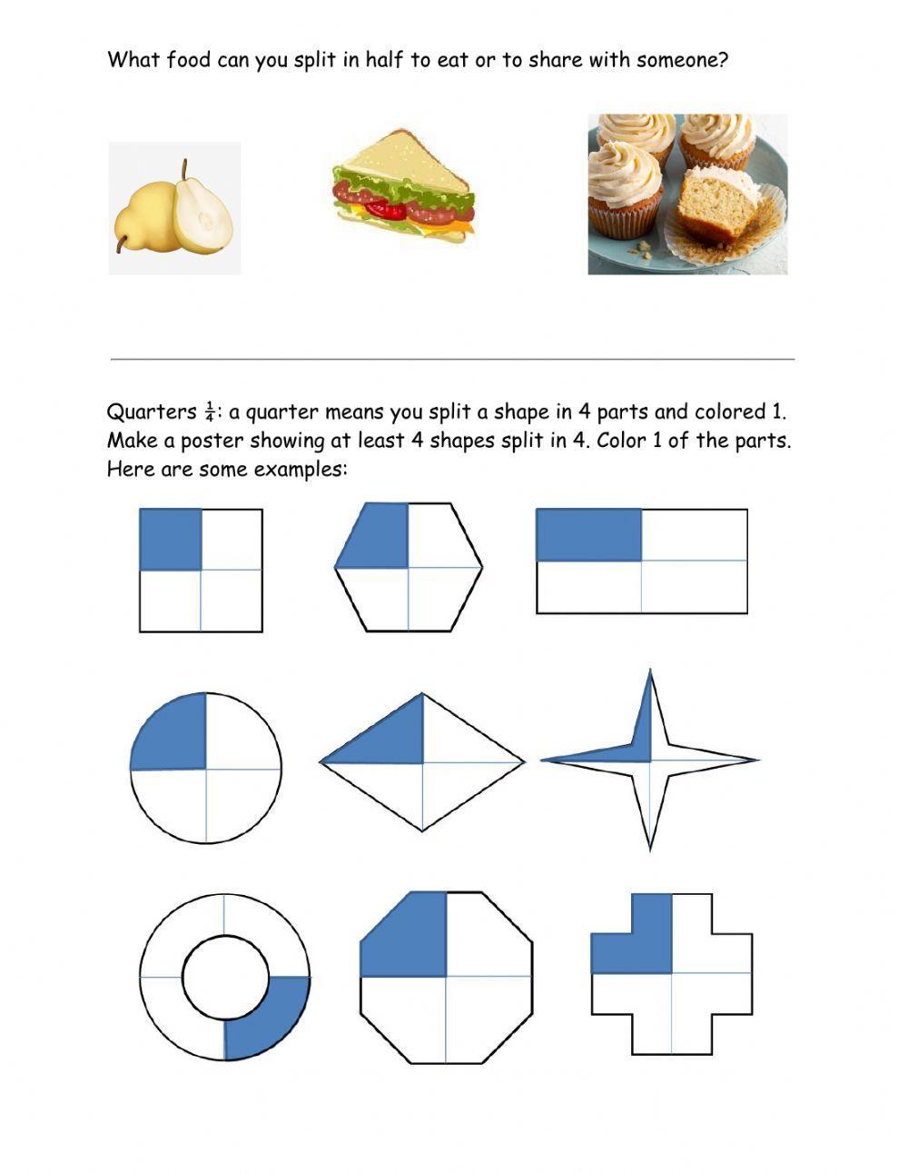 Math fraction quarters and halves May 19