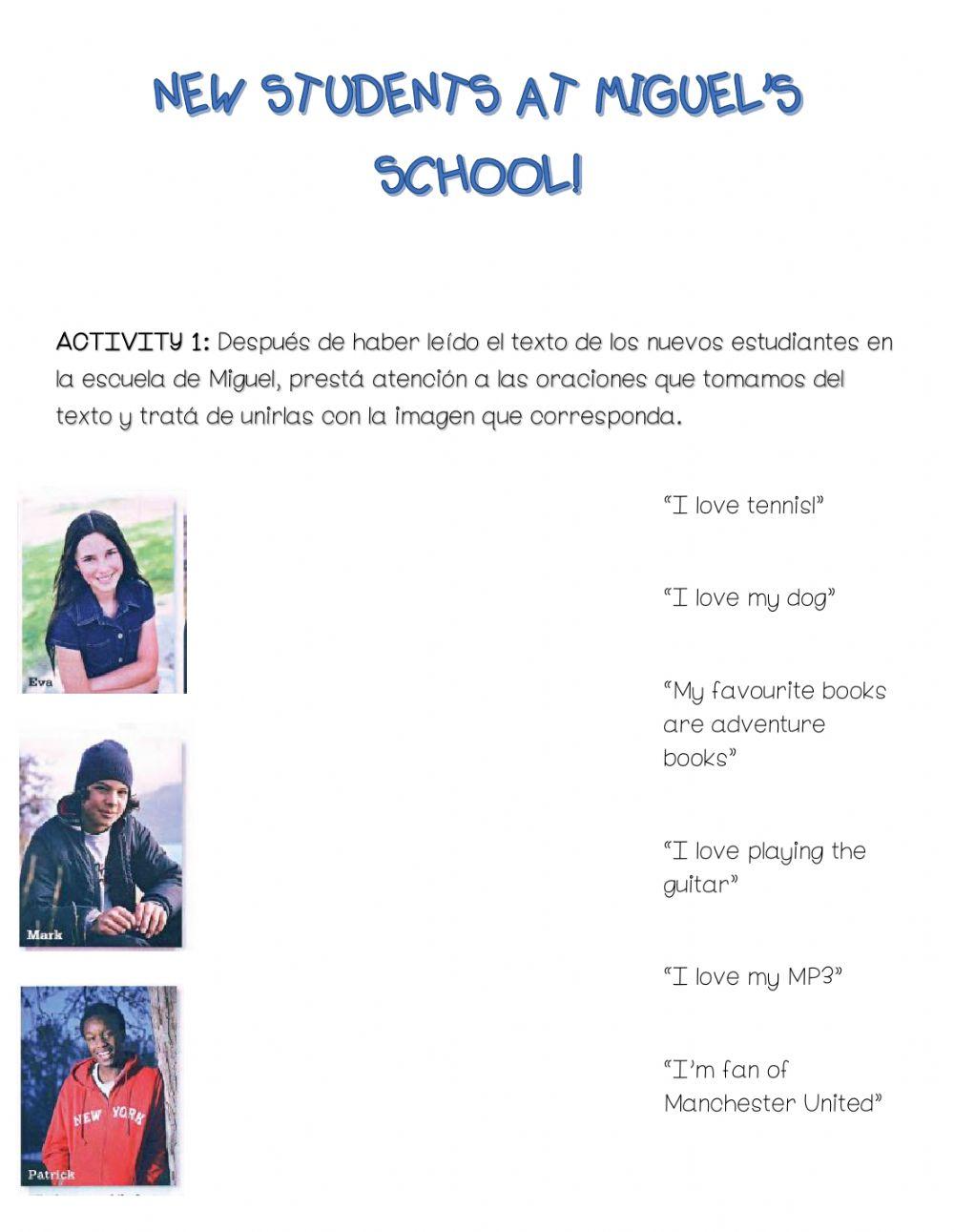 New students at Miguel's school