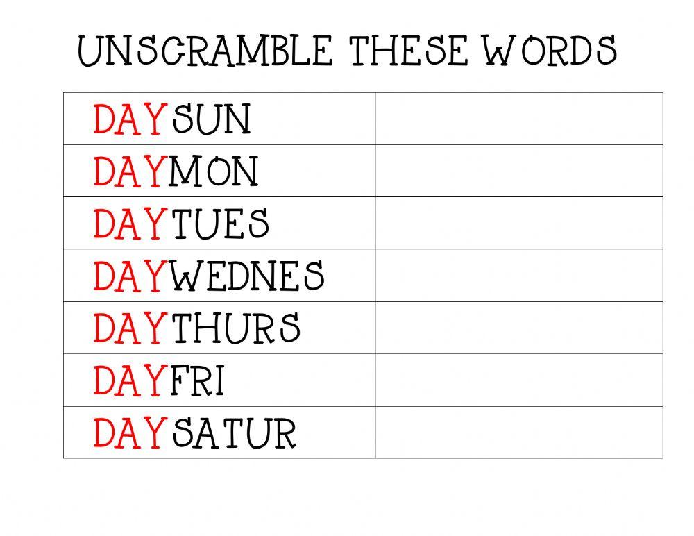 Days of the week