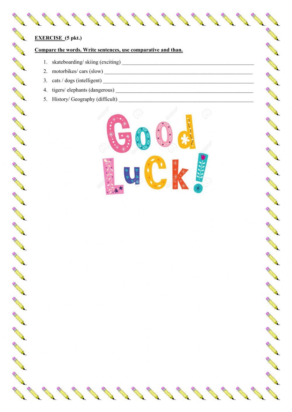 Team up plus 2 unit 7 comparative short test