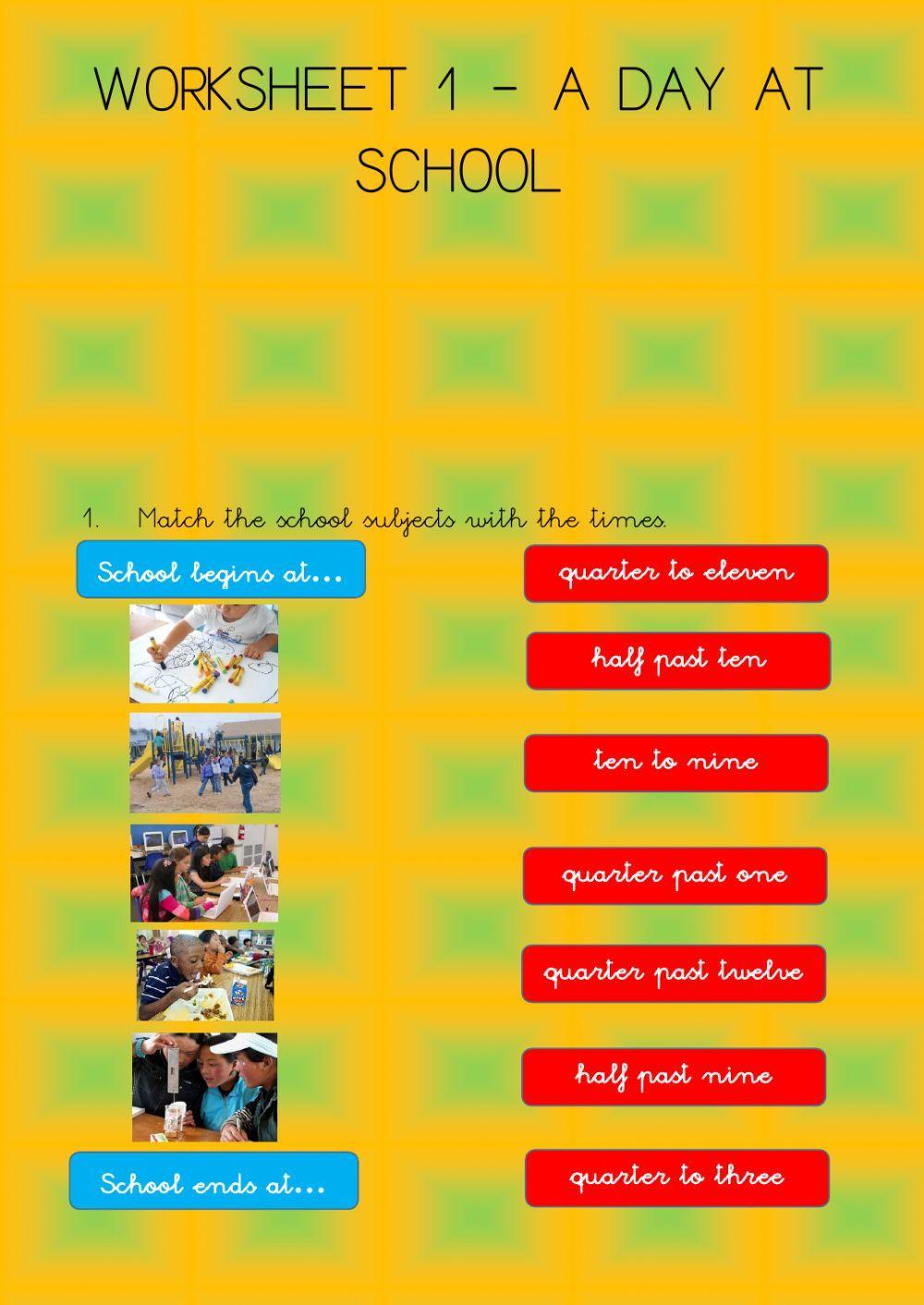 4º - Unit 1 - Worksheet 1 A day at school
