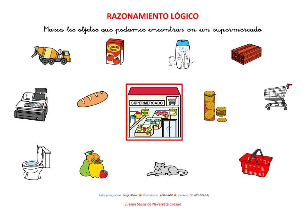 Razonamiento lógico objetos supermercado
