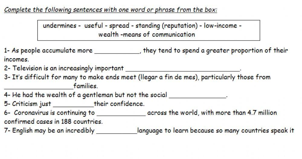 English at secondary school vocabulary
