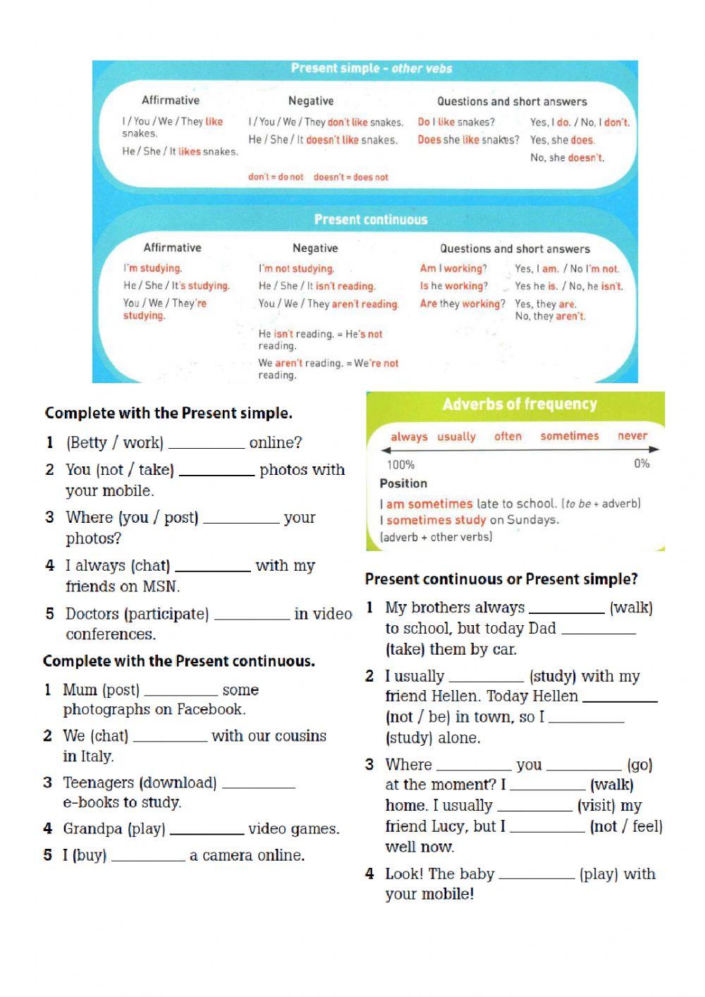 P. Simple and P. Continuous
