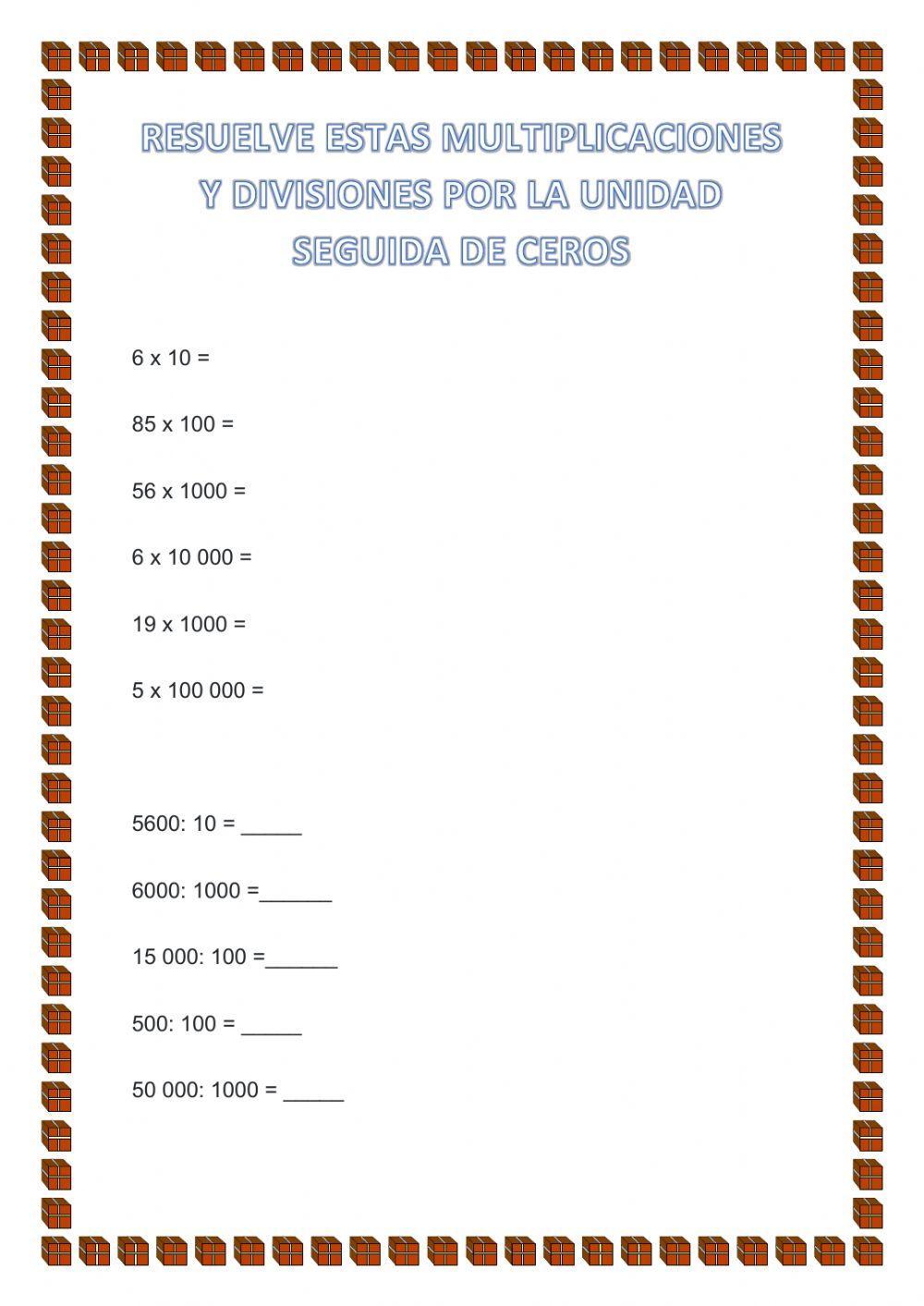 Unidad seguida de ceros sin decimales