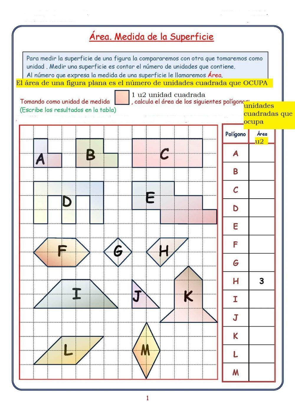 Medida de superficies en figuras planas