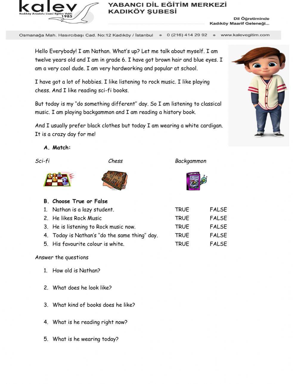 Level 2 ho 25 - reading exercise