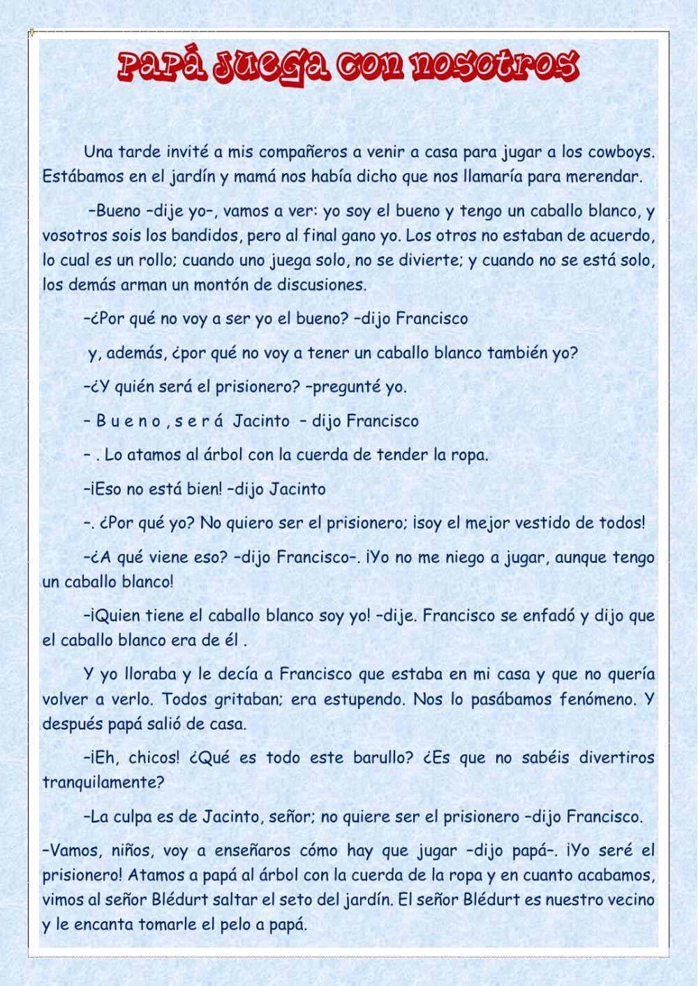 Lectura: Papá juega con nosotros