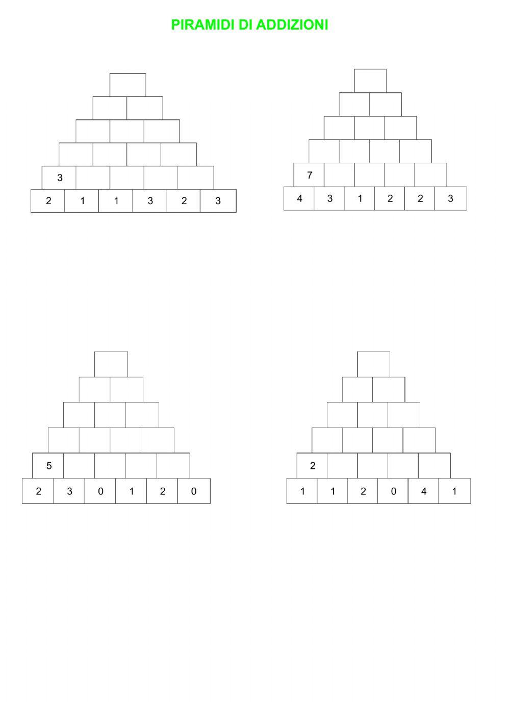 Piramidi di addizioni