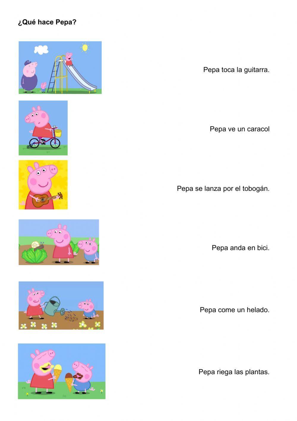 Comprensión  lectotra Pepa Pig