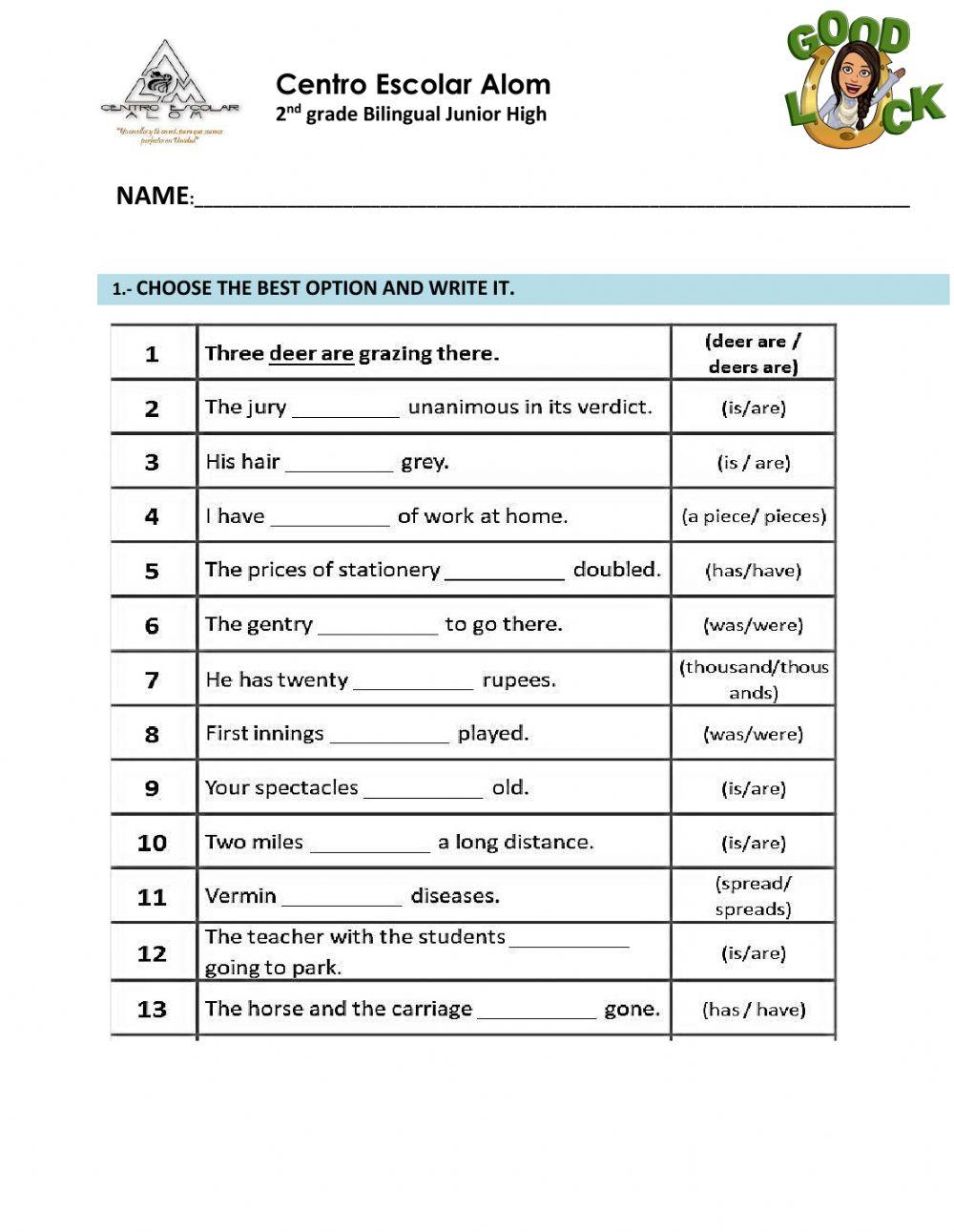 Subject-verb agreement