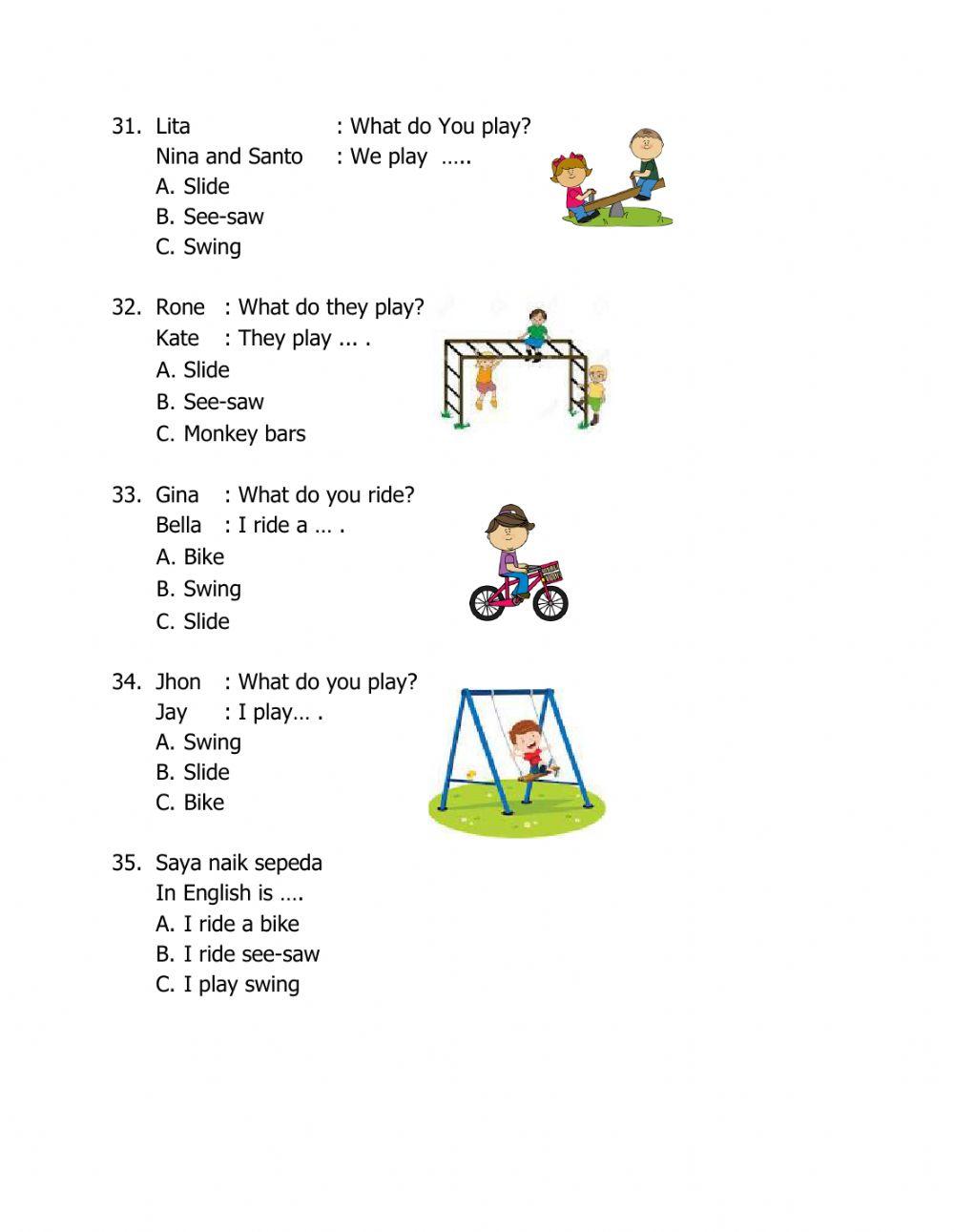 Kumpulan Soal Bahasa Inggris kelas 1